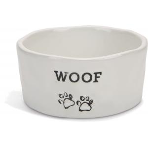 Afbeelding Hondenvoerbak keramieke Woof wit 15 cm door Huisdierexpress.nl