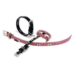 Afbeelding Luxo honden halsband roze en zwart - Roze 53 cm x 25 mm door Huisdierexpress.nl