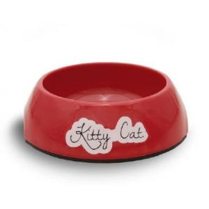 Afbeelding Melamine eetbak kitty cat rood door Huisdierexpress.nl